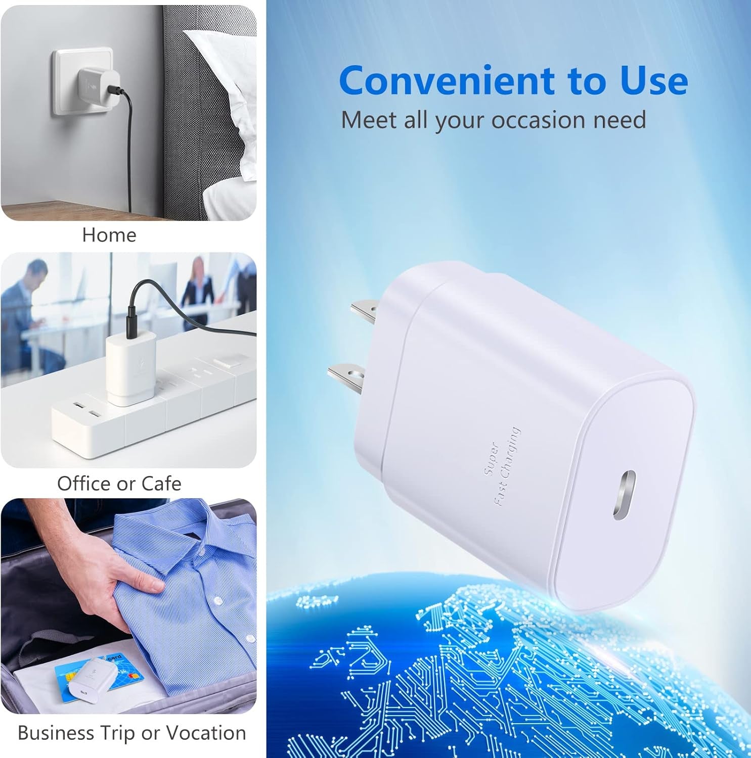 Costyle 3-Pack 25W USB C Fast Charger Block - Compatible with iPhone 15/14/13/12/11 Pro Max & Samsung Galaxy S Series - Super Fast Charging - White