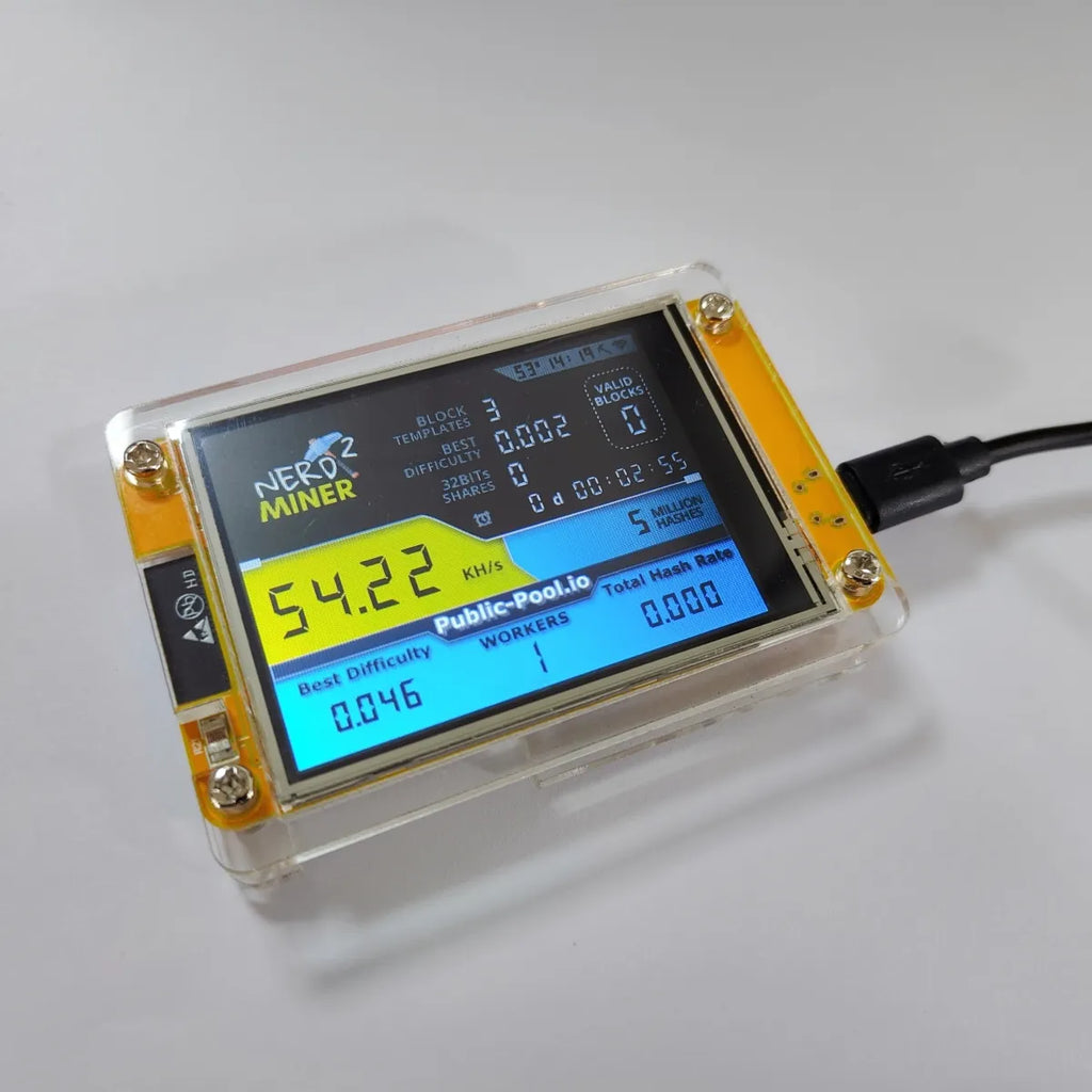 Unleash Your Crypto Potential with the Nerdminer V2 - 49 K/S Hashrate, Smart Display Bitcoin Miner