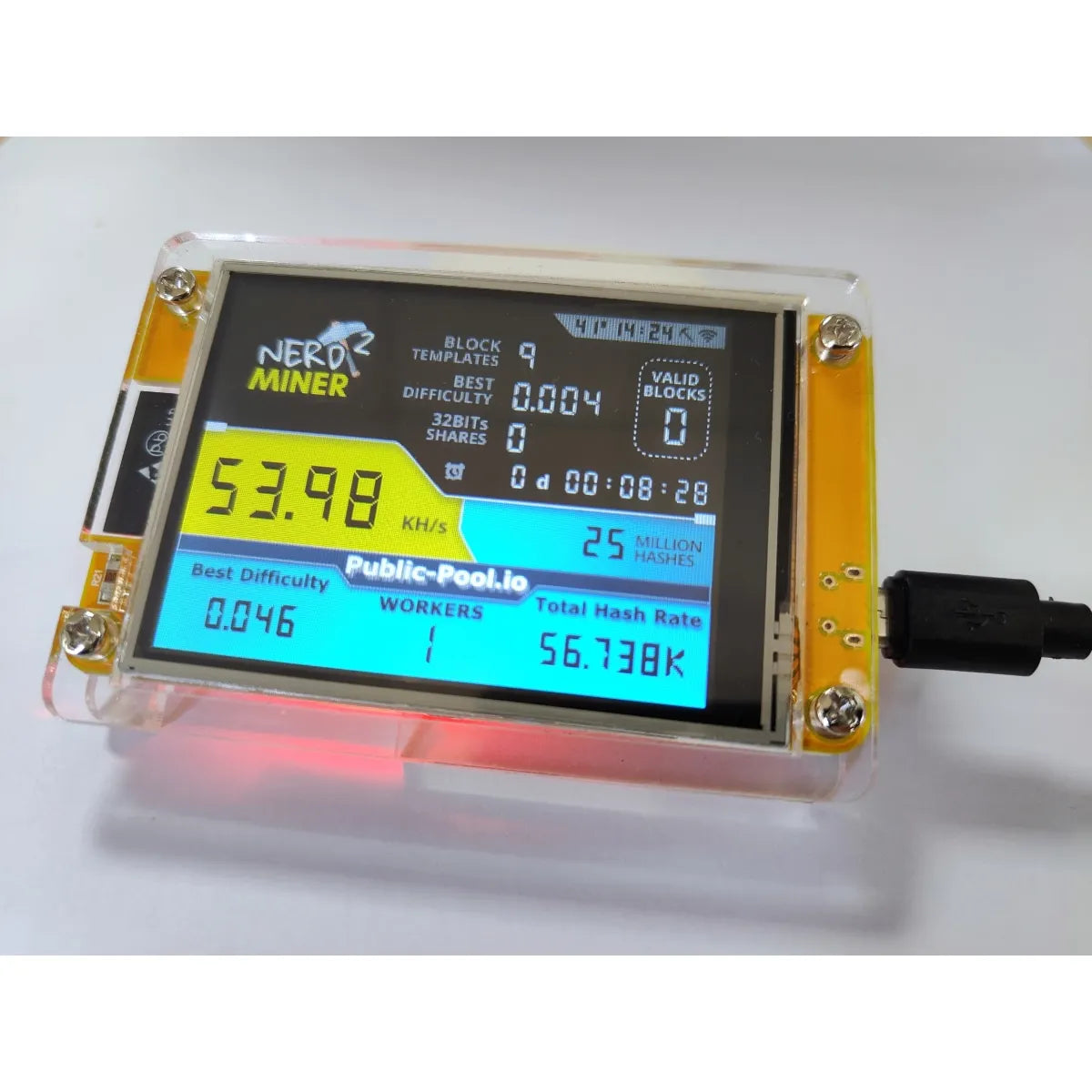 Unleash Your Crypto Potential with the Nerdminer V2 - 49 K/S Hashrate, Smart Display Bitcoin Miner